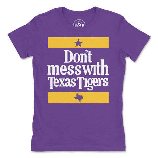 B&B Dry Goods LSU Tigers Don't Mess Wth Texas Tigers Women's T-Shirt - Purple