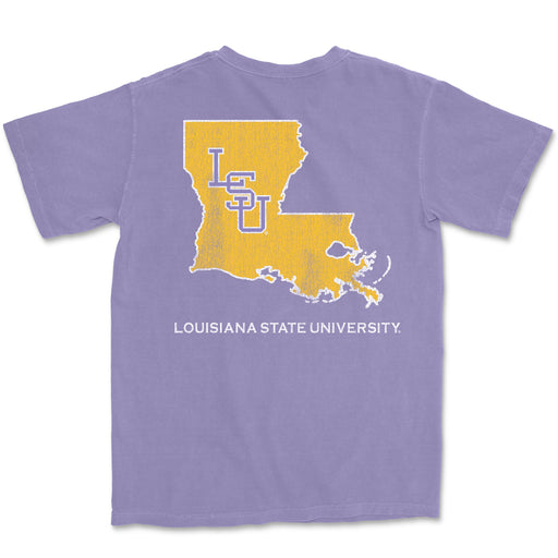 B&B Dry Goods LSU Tigers Interlock Traditions Garment Dyed Pocket T-Shirt - Violet