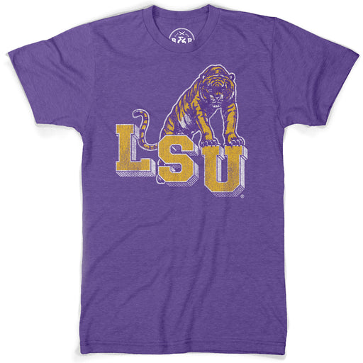 B&B Dry Goods LSU Tigers Retro Step Tri-Blend T-Shirt - Purple