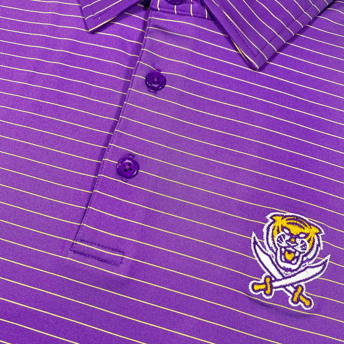 Bengals & Bandits Horn Legend 3/8 Striped Stretch Polo - Purple / Gold Bengals & Bandits Horn Legend 3/8 Striped Stretch Polo - Purple / Gold