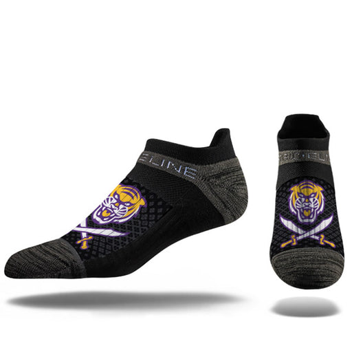 Bengals & Bandits Strideline Tri-Color Performance No Show Socks - Black