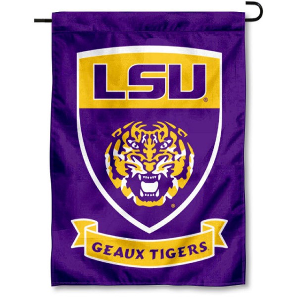 LSU Tigers Round Vault Sheild 13" x 18" Printed Garden Flag - Purple