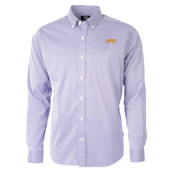 LSU Tigers Cutter & Buck Pinstripe Silhouette Long Sleeve - Purple