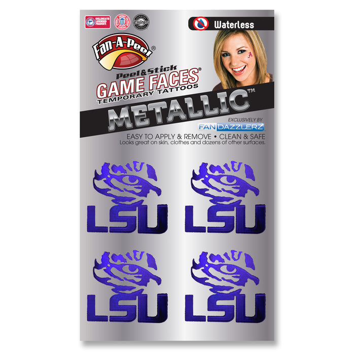 LSU Tigers Metallic Tiger Eye Waterless Face Tattoos