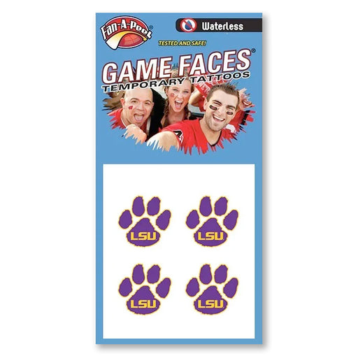 LSU Tigers Paw Print Waterless Face Tattoos
