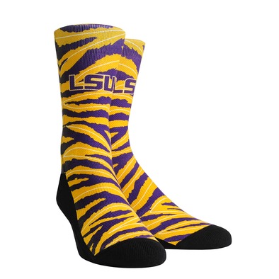 LSU Tigers Rock 'Em Flat Knit Tiger Stripes Crew Socks