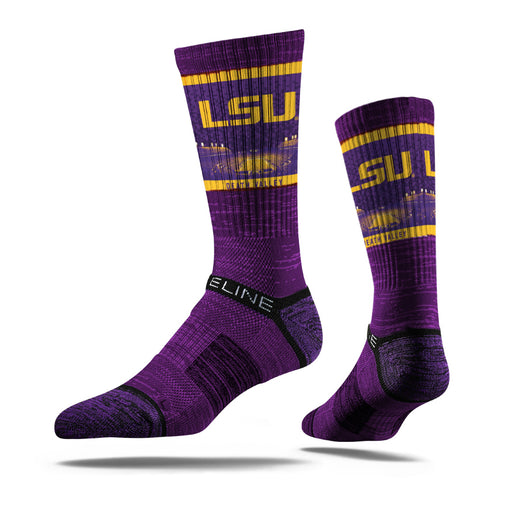 LSU Tigers Strideline Tiger Stadium Death Valley Performance Crew Socks - Purple
