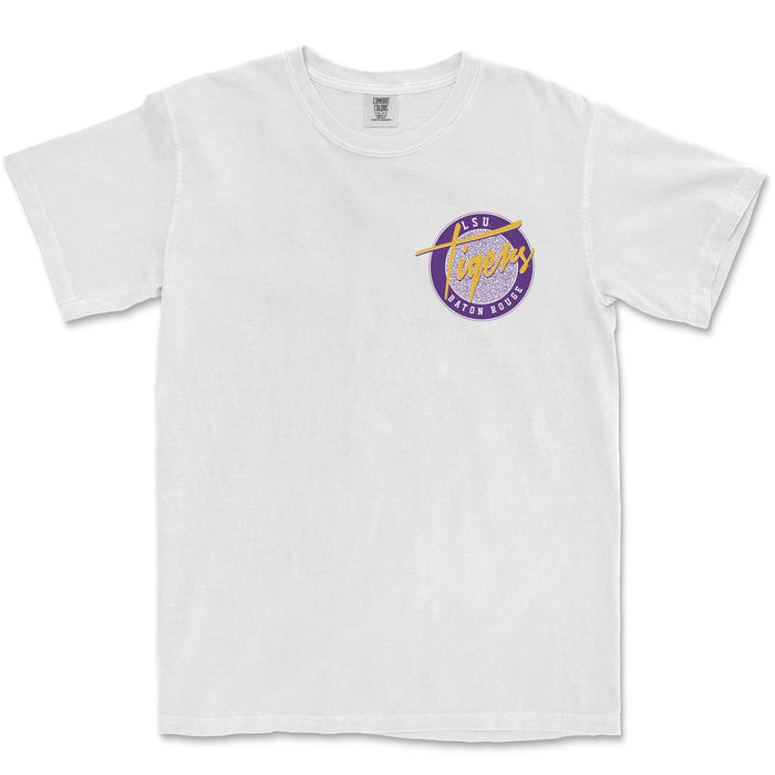LSU Tigers 90's Circle Throwback Garment Dyed T-Shirt - White