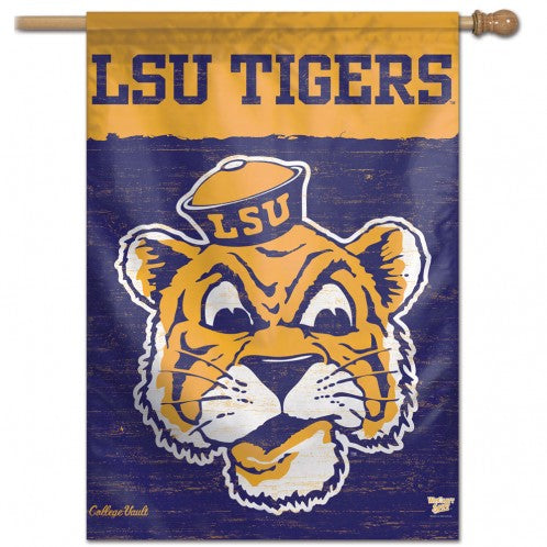 LSU Tigers Beanie Mike Deluxe Vertical 28" x 40" Flag - Purple