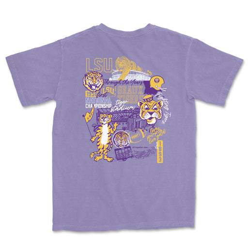 LSU Tigers Beanie Mike Through Out The Years Garment Dyed T-Shirt - Violet
