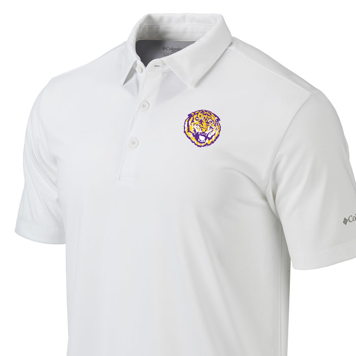 LSU Tigers Columbia Sportswear Round Vault Drive Polo - White
