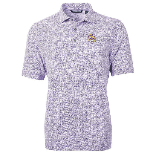 LSU Tigers Cutter & Buck Beanie Mike Virtue Eco Pique Botanical Print Recycled Polo - Purple