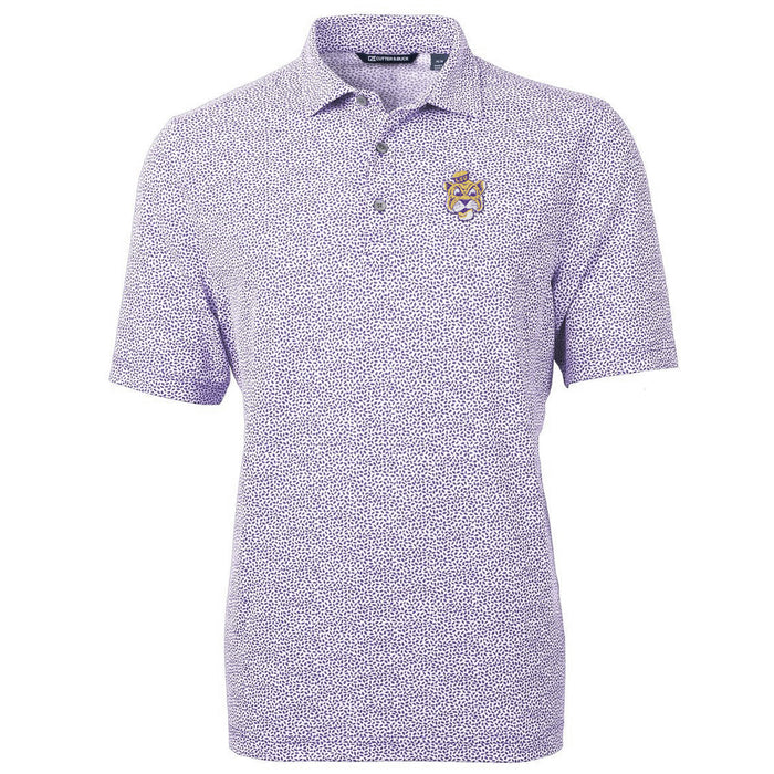 LSU Tigers Cutter & Buck Beanie Mike Virtue Eco Pique Botanical Print Recycled Polo - Purple