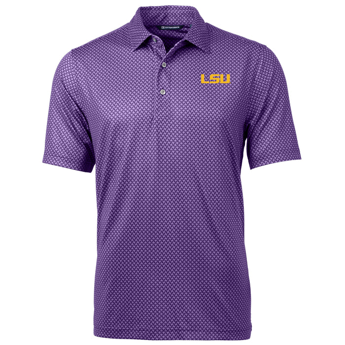 LSU Tigers Cutter Buck Pike Banner Print Stretch Polo Purple