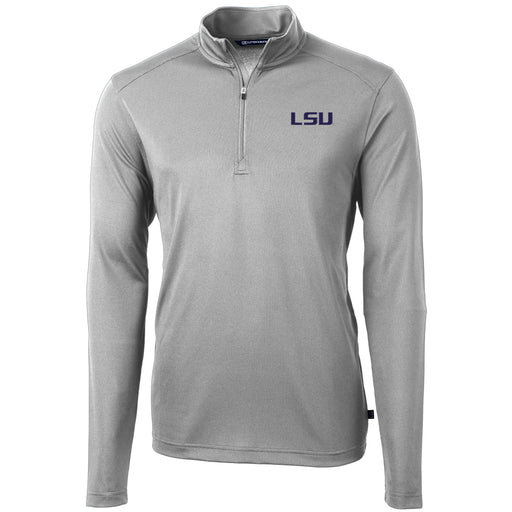 LSU Tigers Cutter & Buck Virtue Eco Pique Recycled Pique Quarter Zip Pullover - Grey