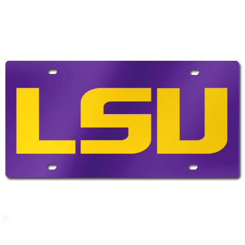 LSU Tigers Laser-Cut License Plate - Purple / Gold