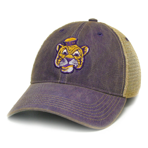 LSU Tigers Legacy Beanie Mike OFA Trucker Hat - Purple