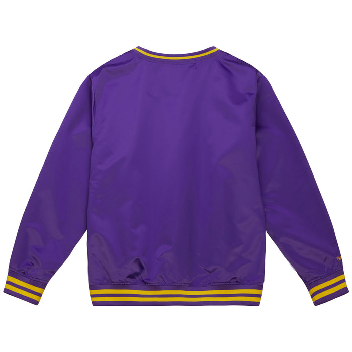 LSU Tigers Mitchell & Ness Satin Script Sideline Coaches Pullover Jacket - Purple
