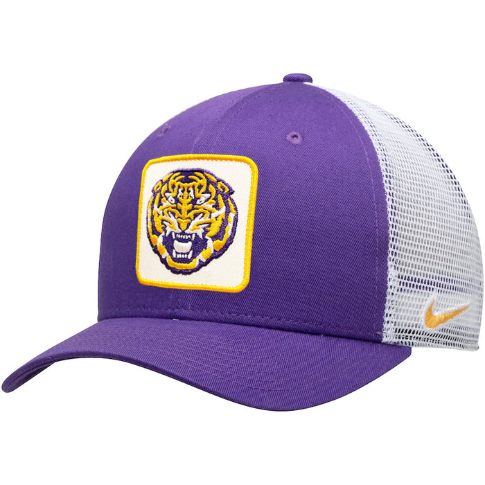 LSU Tigers Nike Classic 99 Tiger Head Structured Mesh Trucker Hat - Purple