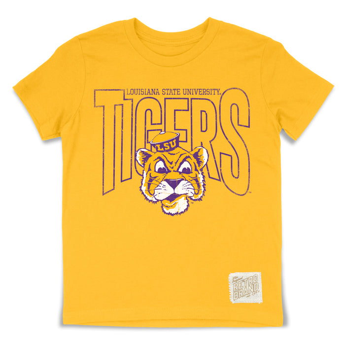 LSU Tigers Retro Brand Beanie Mike Arch Youth T-Shirt - Gold
