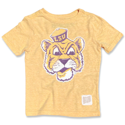 LSU Tigers Retro Brand Beanie Mike Kids Tri-Blend T-Shirt - Gold