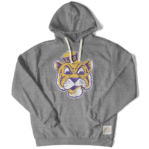 LSU Tigers Retro Brand Beanie Mike Tri-Blend Hooded Sweatshirt - Grey