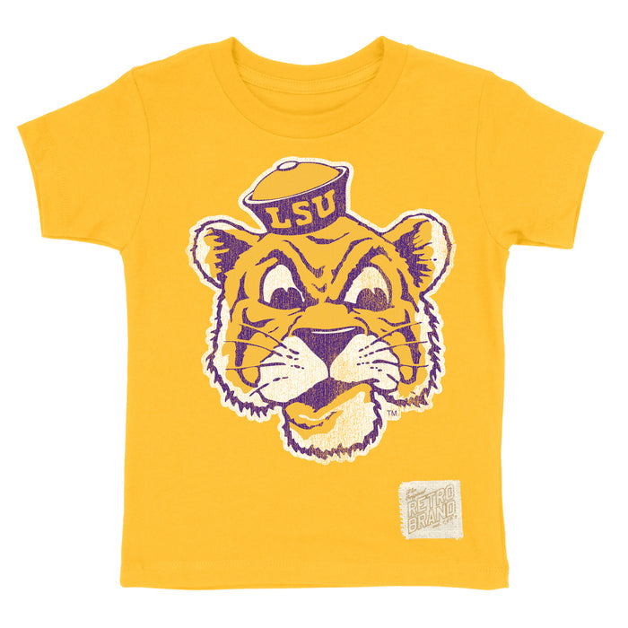 LSU Tigers Retro Brand Beanie Tiger Toddler / Kids T-Shirt - Gold