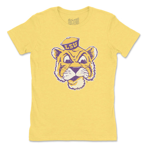 LSU Tigers Retro Brand Beanie Women's Tri-Blend T-Shirt - Yellow