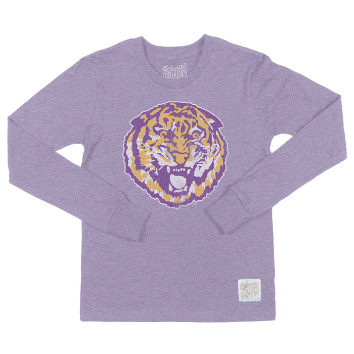 LSU Tigers Retro Brand Round Vault Kids Tri-Blend Long Sleeve T
