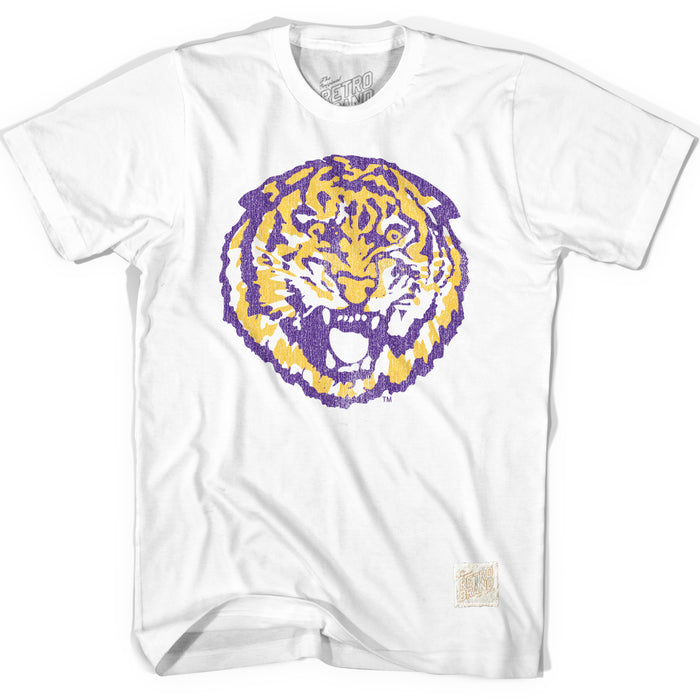 LSU Tigers Retro Brand Round Vault Mike Tri-Blend T-Shirt - White