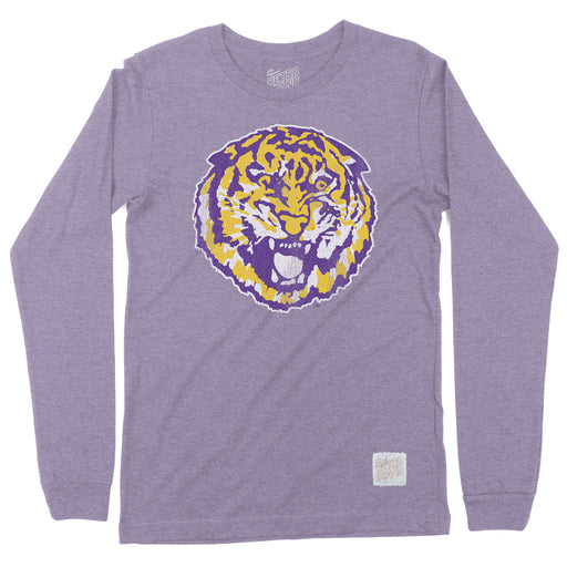 LSU Tigers Retro Brand Round Vault Tri-Blend Long Sleeve T-Shirt - Purple