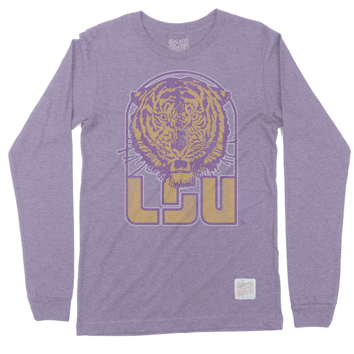 LSU Tigers Retro Brand Vault Arch Long Sleeve Tri-Blend T-Shirt - Purple