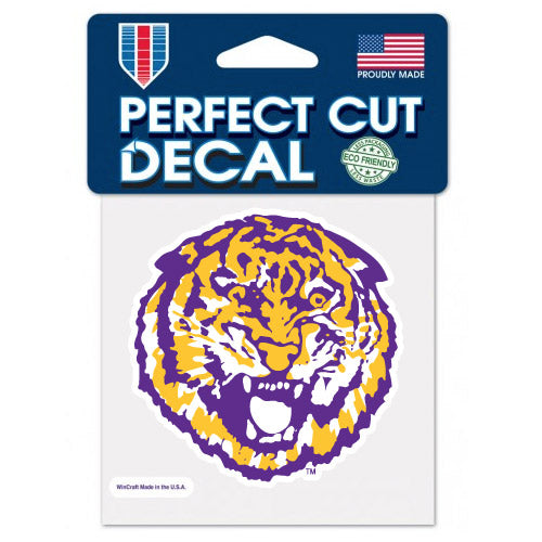 LSU Tigers Retro Round Vault Tiger 4"x 4" Perfect Cut Decal