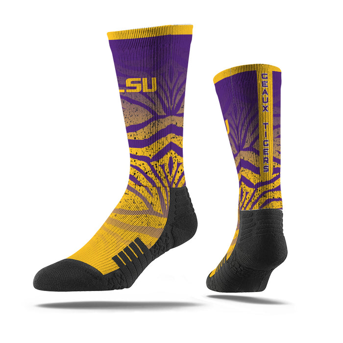 LSU Tigers Strideline Tiger Stripe Performance Crew Socks - Purple