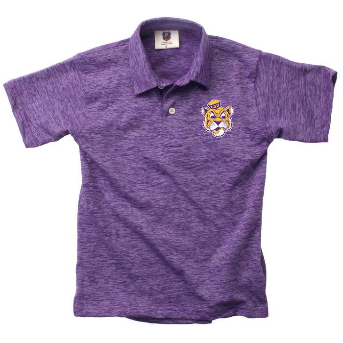 LSU Tigers Wes & Willy Beanie Mike Cloudy Kids Polo - Purple