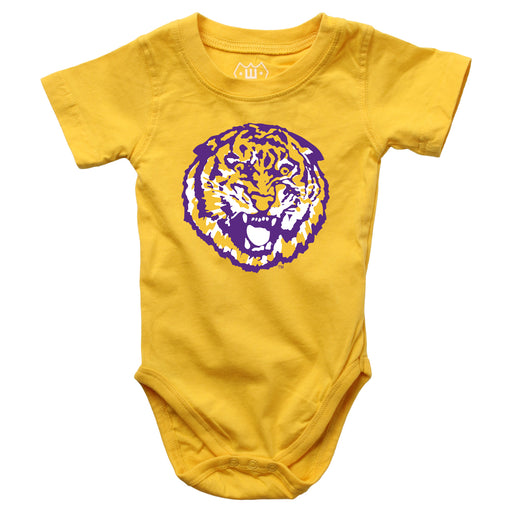 LSU Tigers Wes & Willy Round Vault Infant Bodysuite Onesie - Gold