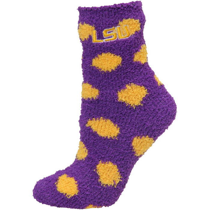 LSU Tigers ZooZatz Polka Dot Fuzzy Socks - Purple