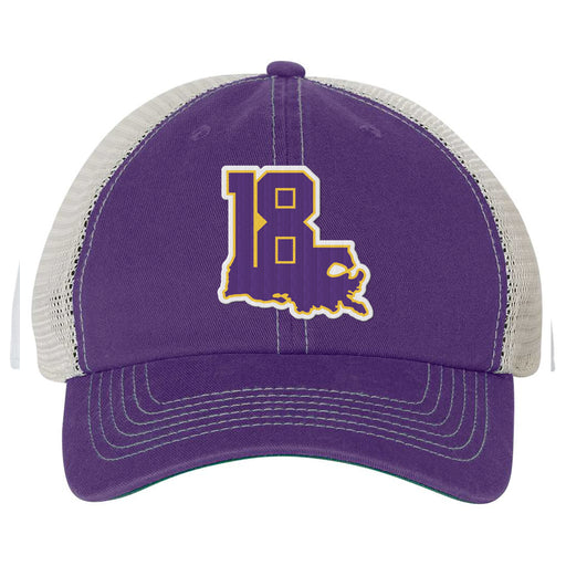 'Louisiana 18' Hester Sports Foundation 47 Brand Trawler Mesh Trucker Hat - Purple