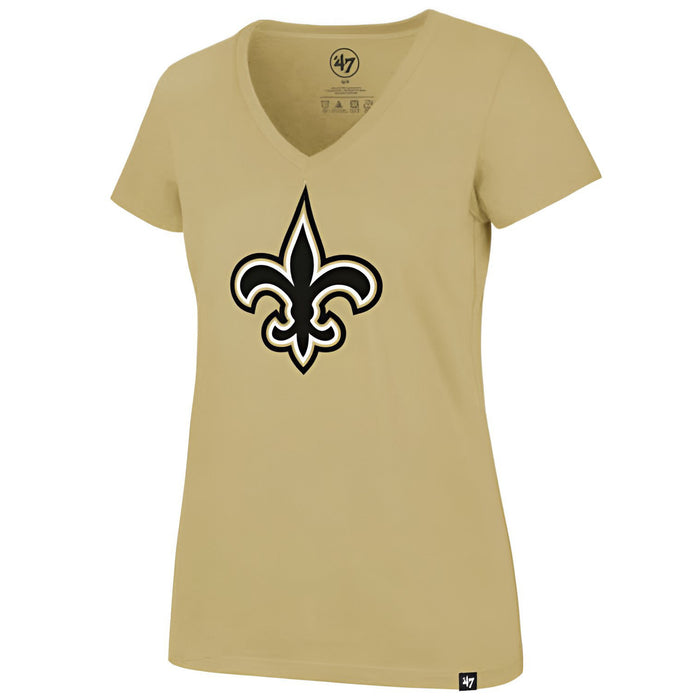 New Orleans Saints 47 Brand Fleur de Lis Women's Frankie V-Neck T-Shirt - Gold