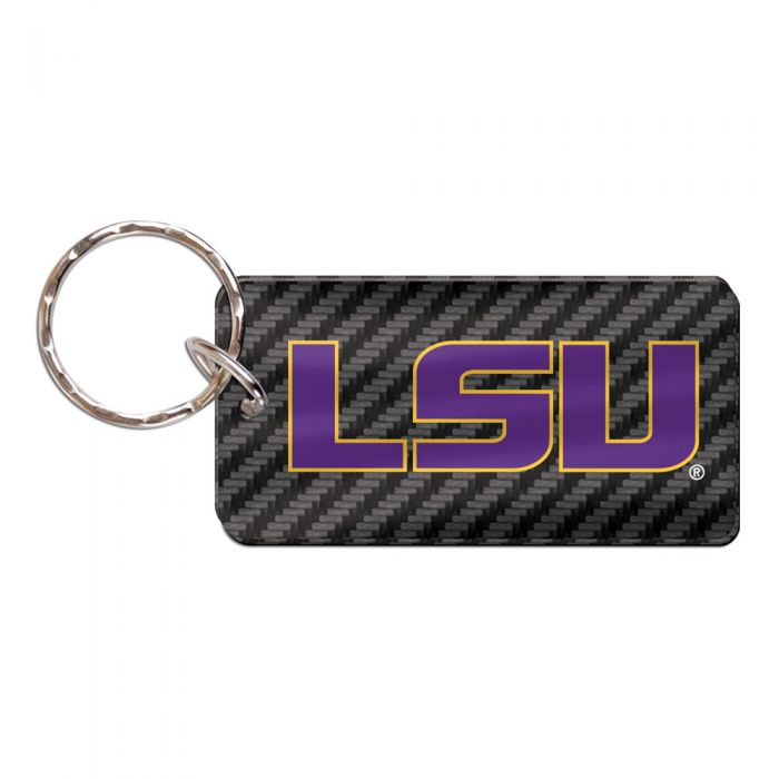LSU Tigers Acrylic Carbon Fiber Mirror Keychain - Black