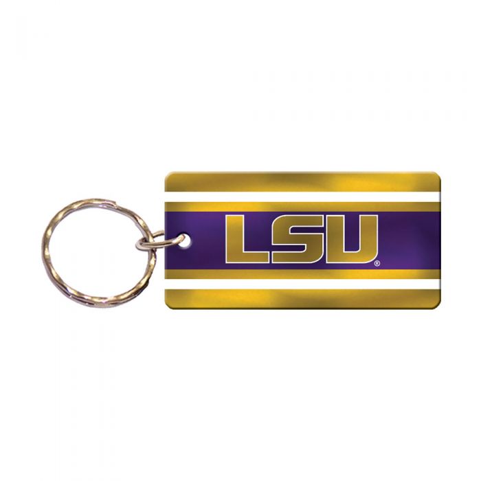 LSU Tigers Acrylic Stipe Mirror Keychain - Purple
