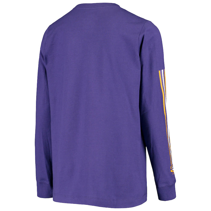 LSU Tigers Nike Football Youth Stripe Long Sleeve T-Shirt - Purple